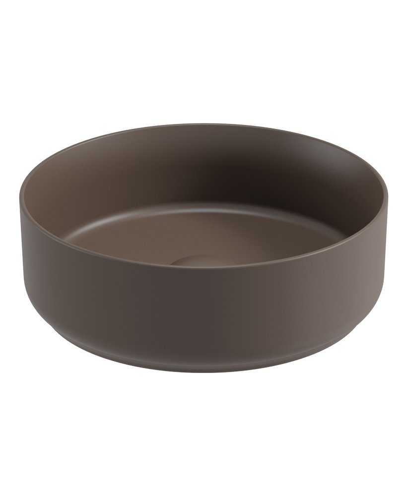 AVANTI Round 36cm Vessel Basin with Ceramic Click Clack Waste - Ground Mocha
