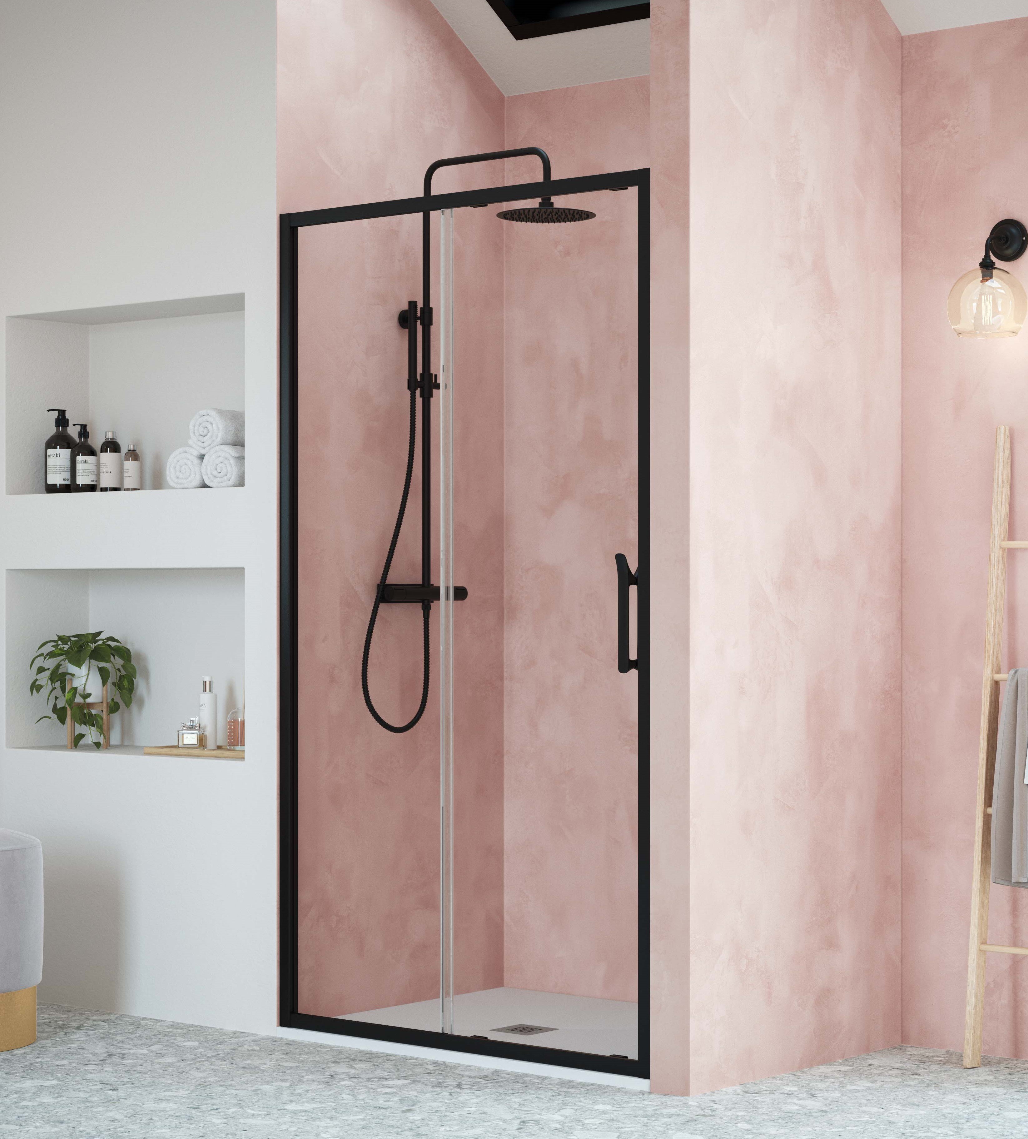 FLAIR ETO SLIDING DOOR 1400MM MATT BLACK WITH CLEAR GLASS