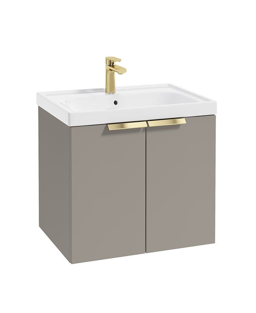 STOCKHOLM 60CM TWO DOOR WALL HUNG MATT KHAKI- GOLD HANDLES