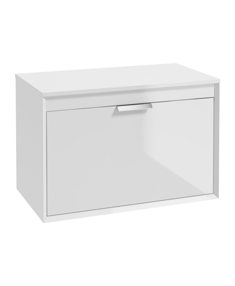 FJORD 80CM UNIT WITH COUNTER TOP CHROME HANDLE GLOSS WHITE