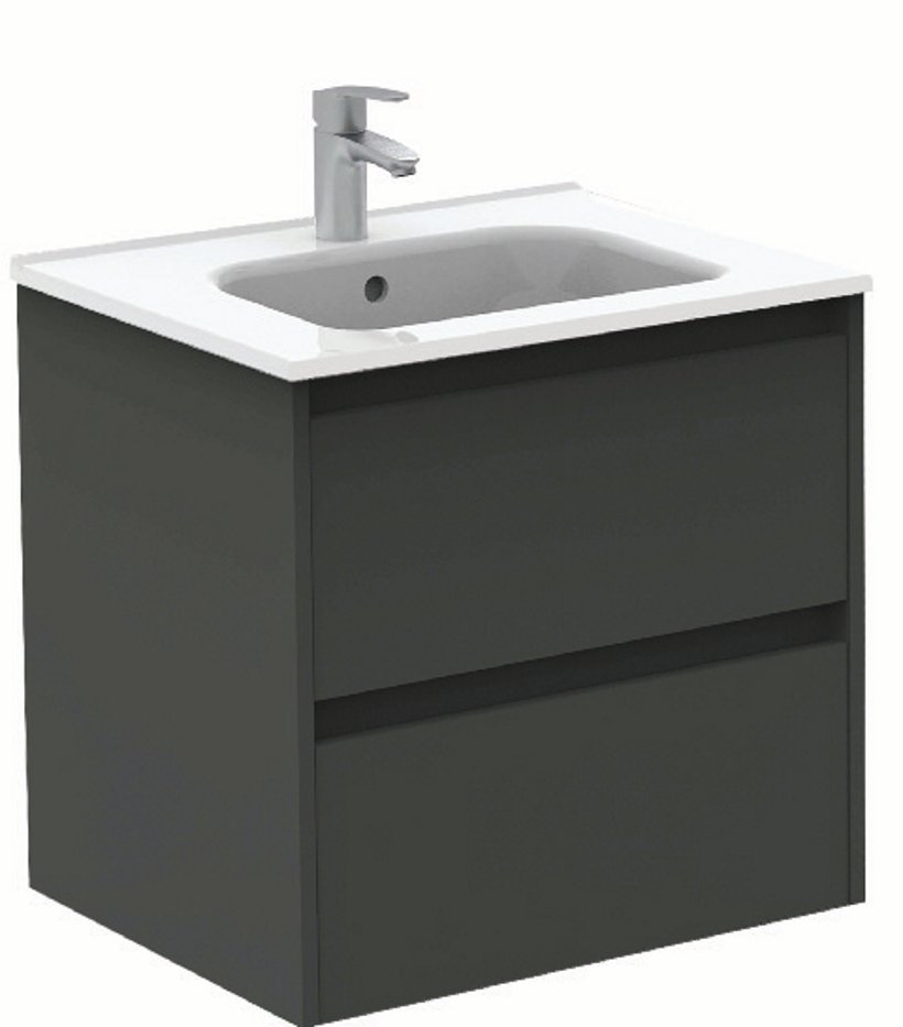 SMART GLOSS GREY 2 DRAWER 60CM VANITY UNIT