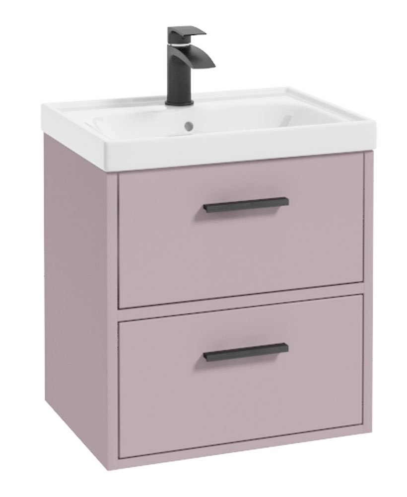 FINLAND 50cm Vanity unit Matt Cashmere Pink-Matt Black Handles