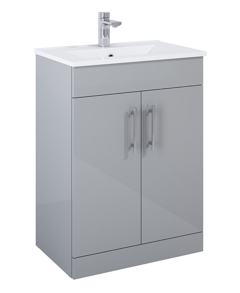 BELMONT SQUARE GLOSS LIGHT GREY 60CM VANITY UNIT