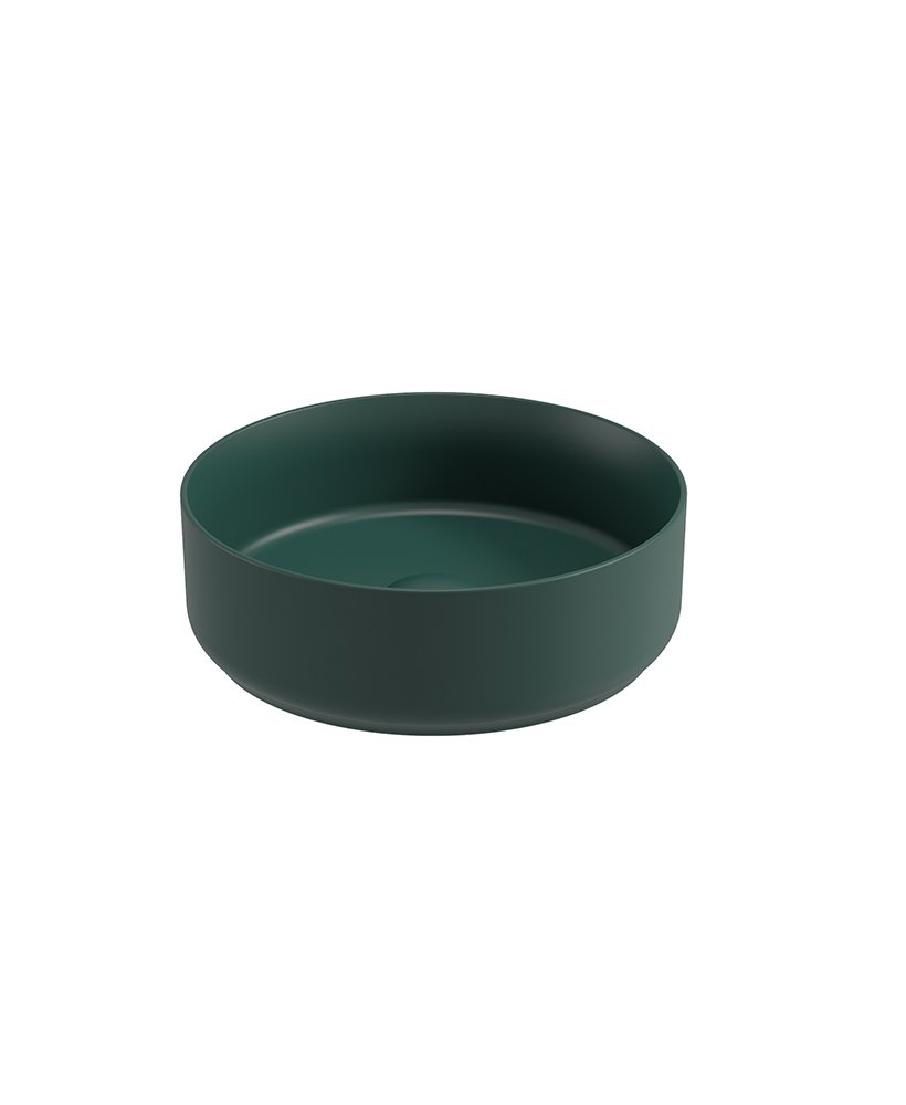 AVANTI Round 36cm Vessel Basin with Ceramic Click Clack Waste - Forest Green