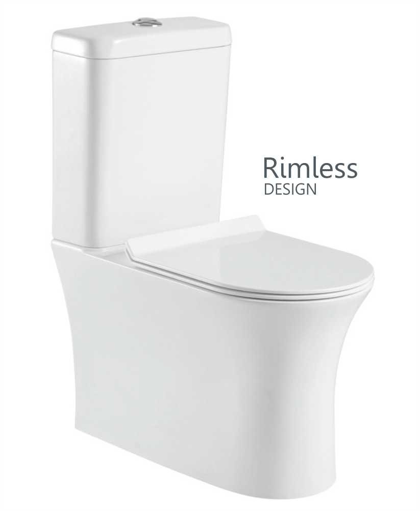 AMANDA RIMLESS COMFORT HEIGHT FULLY SHROUDED WC - SLIM SOFT CLOSE SEAT