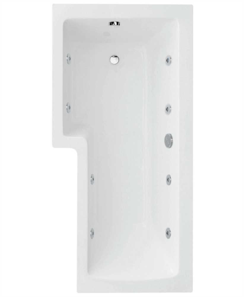 L SHAPE 1700 x 850 shower bath Left hand 8 jet bath cw Panel & Bath screen