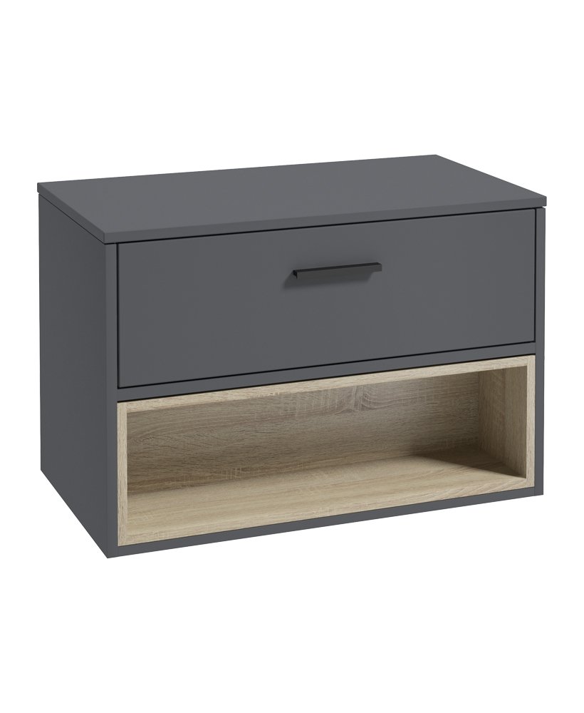 MALMO 80CM COUNTERTOP BASIN MIDNIGHT GREY - MATT BLACK HANDLE