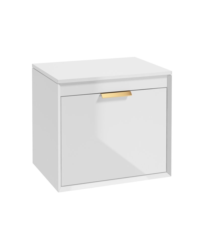 FJORD 60CM UNIT WITH COUNTER TOP GOLD HANDLE GLOSS WHITE
