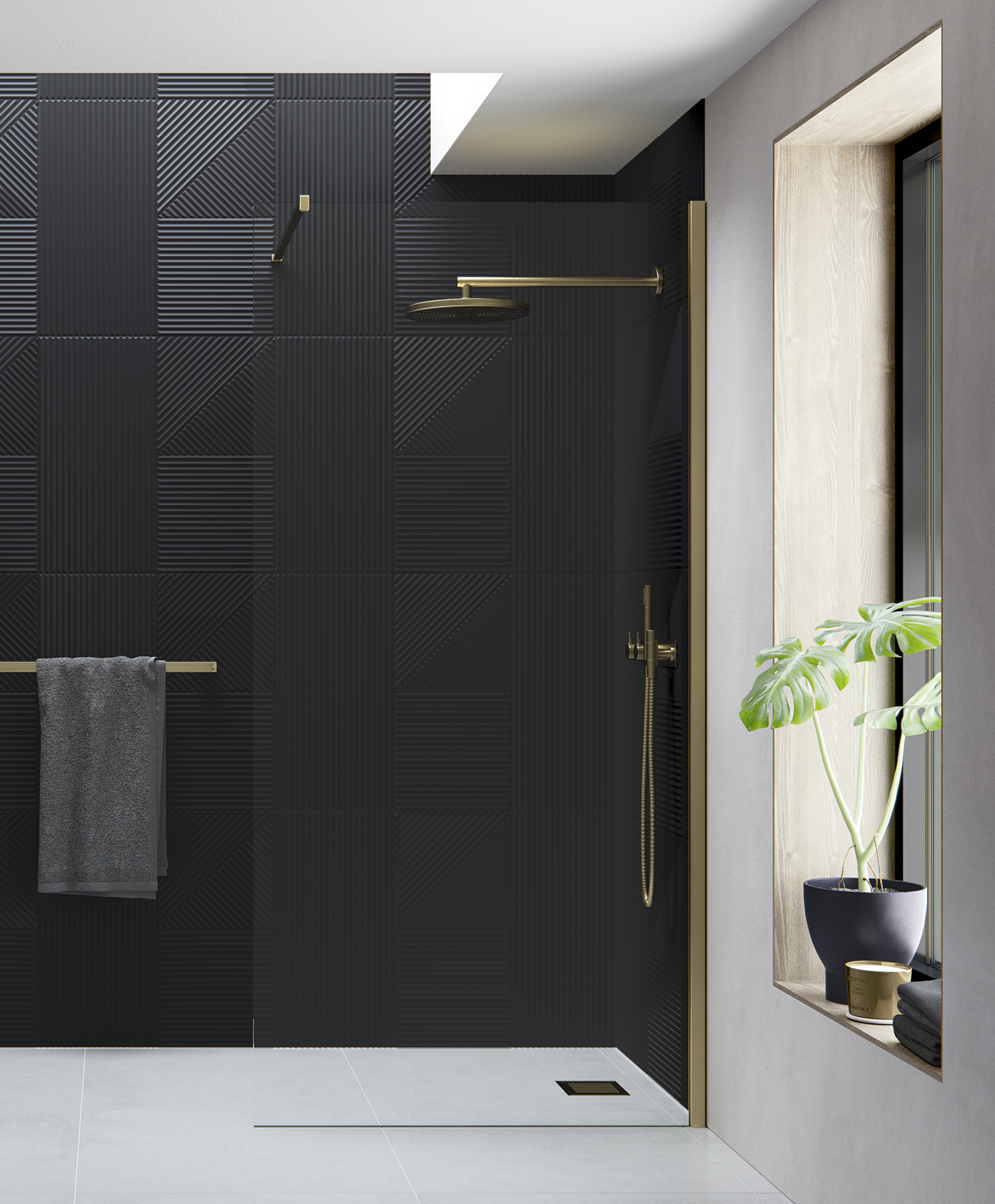 FLAIR AYO 8MM MODULAR WETROOM 1100MM BRUSHED BRASS COMPLETE