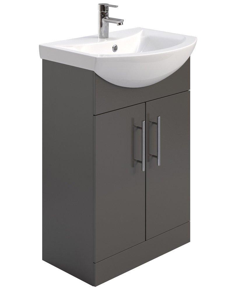 BELMONT GLOSS GREY 55CM VANITY UNIT