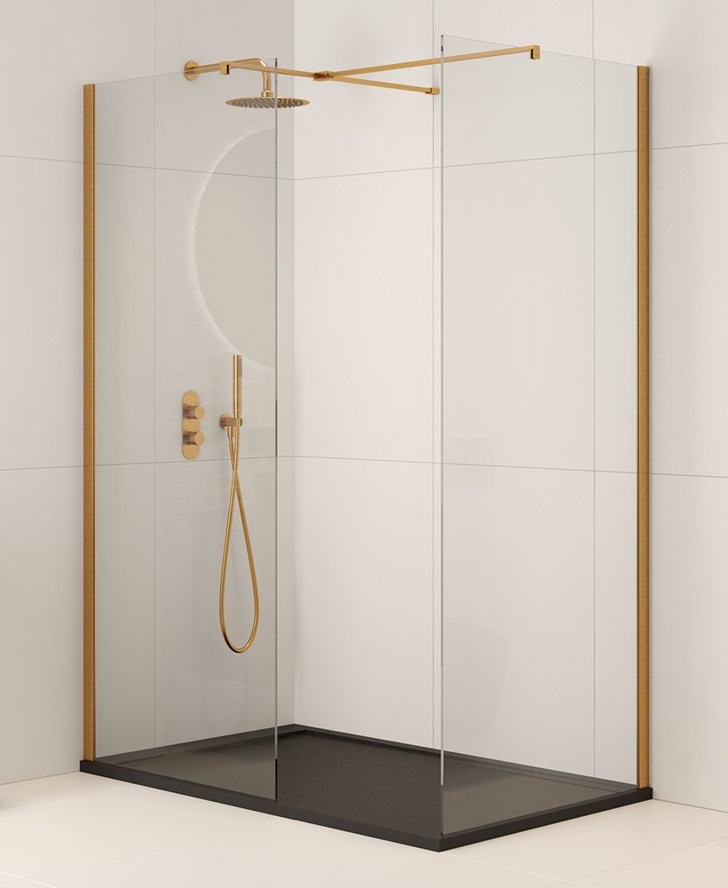 ASPECT 900mm Wetroom Panel - Brushed Gold