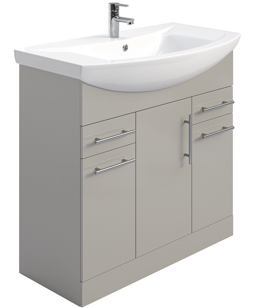 BELMONT GLOSS LIGHT GREY 85CM VANITY UNIT
