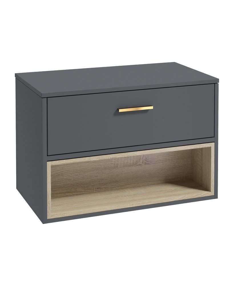 MALMO 80CM COUNTERTOP BASIN MIDNIGHT GREY - BRUSHED GOLD HANDLE