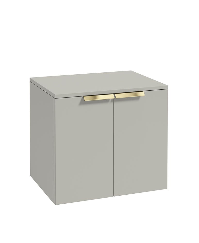 STOCKHOLM 60CM TWO DOOR COUNTERTOP WALL HUNG MATT ARCTIC GREY- GOLD HANDLES