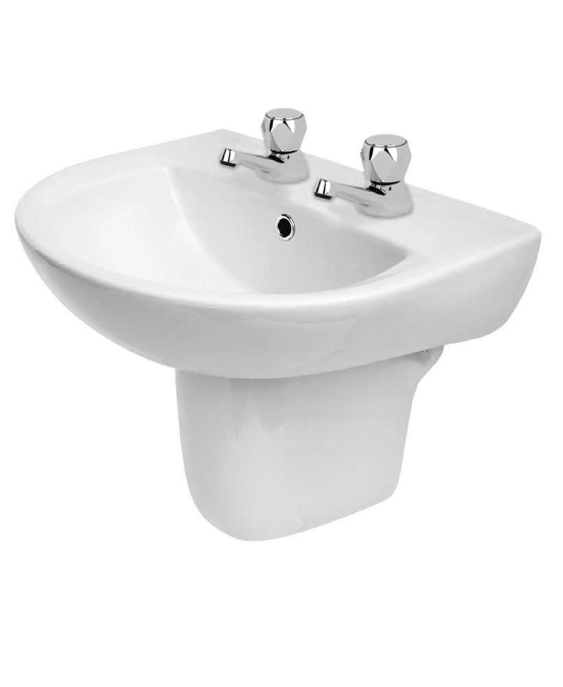 PRESIDENT 55CM BASIN 2TH & SEMI PEDESTAL