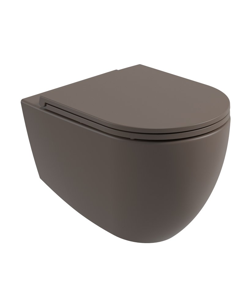 AVANTI Wall Hung Rimless WC & Seat - Ground Mocha