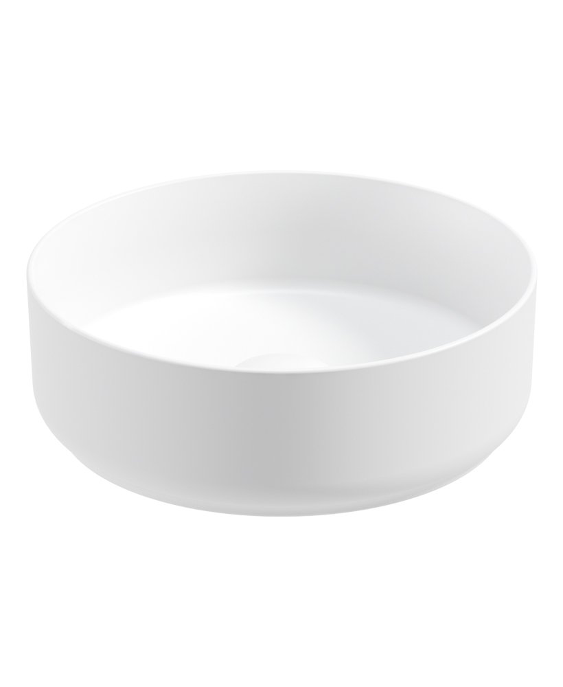 AVANTI Round 36cm Vessel Basin with Ceramic Click Clack Waste - Satin White