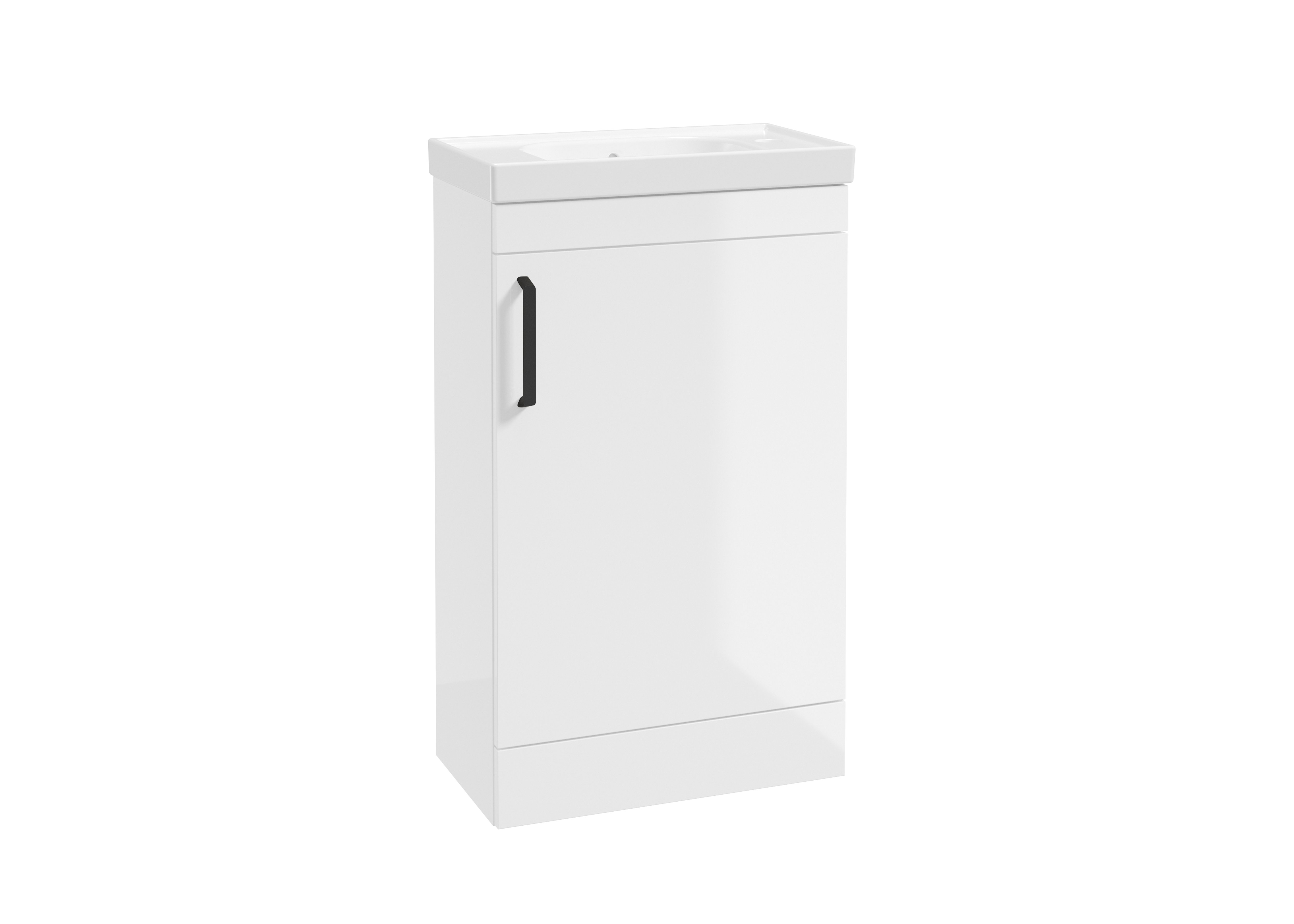 CORTA Floorstanding 50cm Single Door Compact Unit Gloss White-Black Ha
