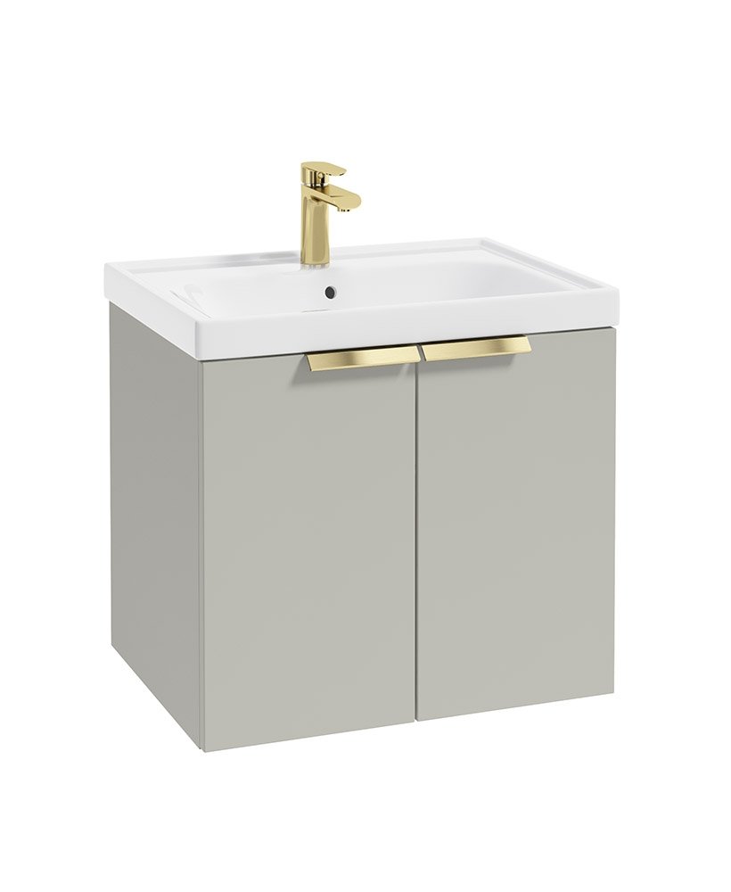 STOCKHOLM 60CM TWO DOOR WALL HUNG MATT ARCTIC GREY- GOLD HANDLES