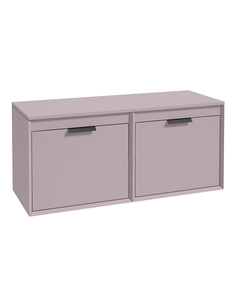 FJORD 120CM FOUR DRAWER CASHMERE PINK MATT COUNTERTOP VANITY UNIT - MATT BLACK HANDLES
