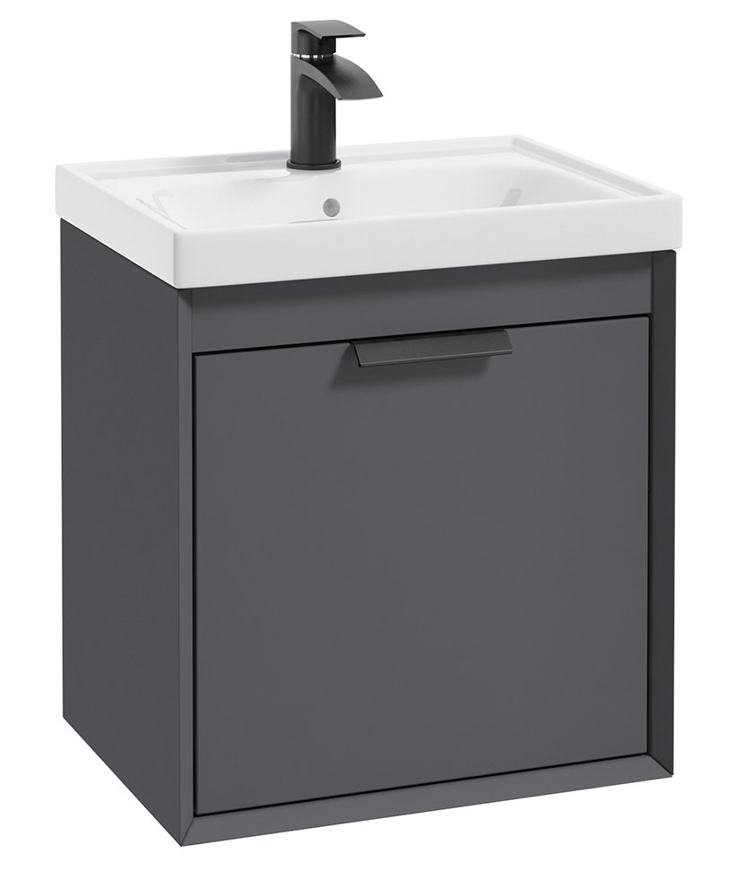 FJORD MIDNIGHT GREY MATT 50CM WALL HUNG VANITY UNIT-MATT BLACK HANDLE