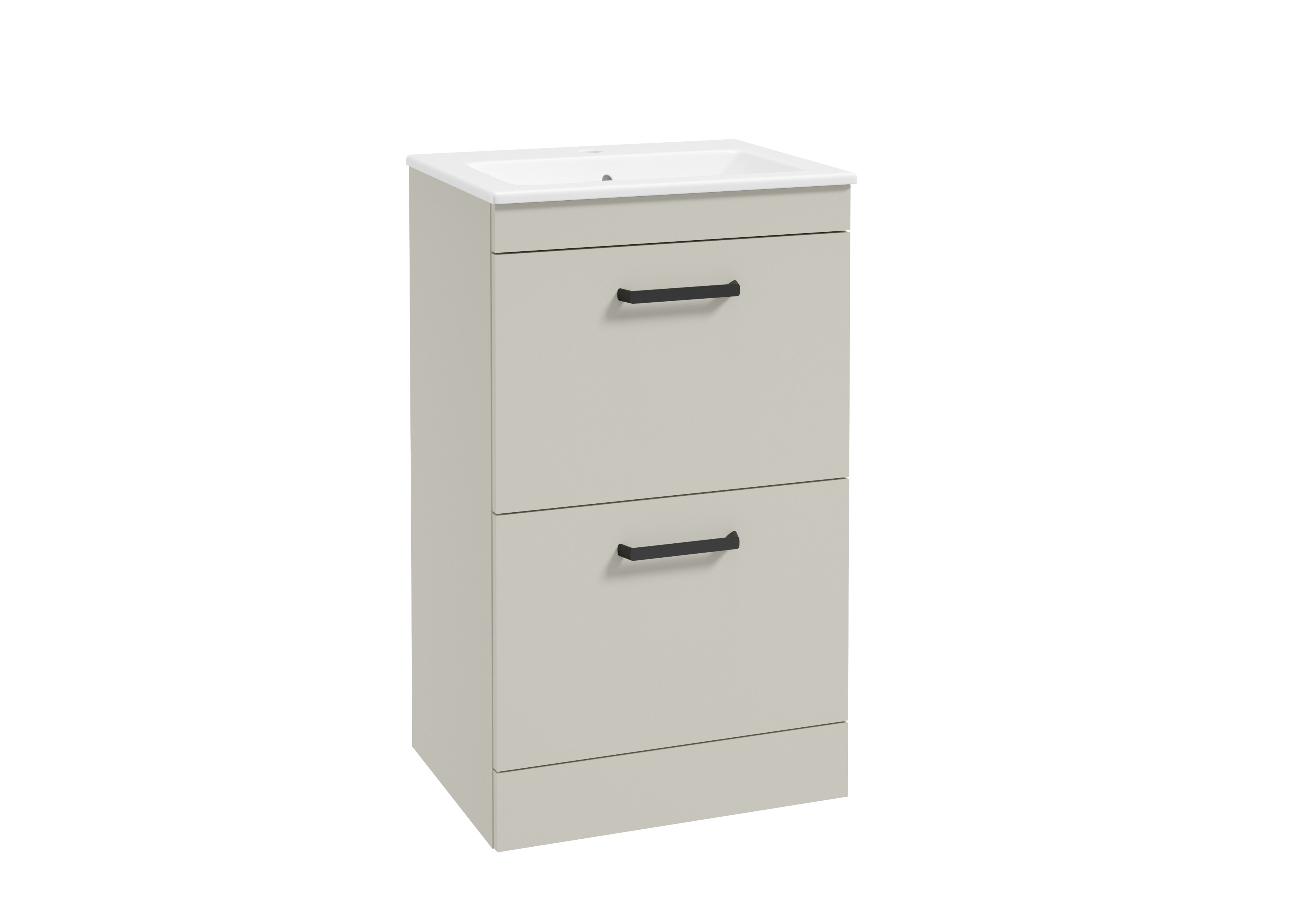 CORTA Floorstanding 50cm Two Drawer Unit Whispering Willow-Black Handles