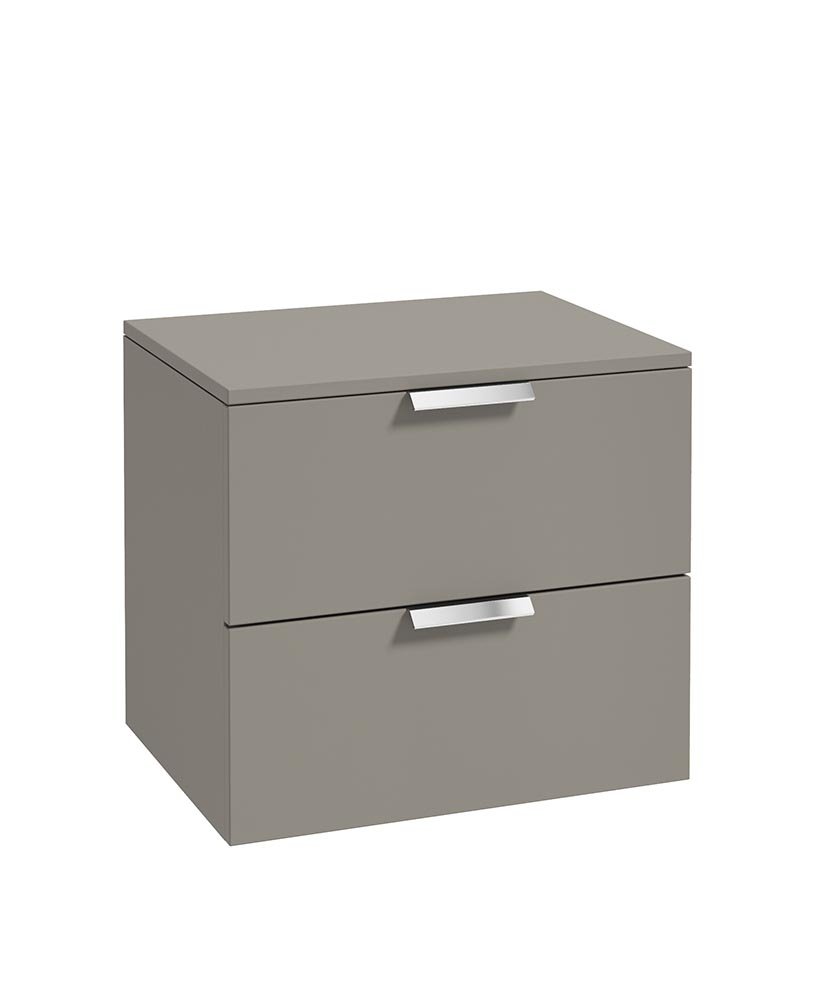 STOCKHOLM 60CM UNIT WITH COUNTER TOP CHROME HANDLE MATT KHAKI