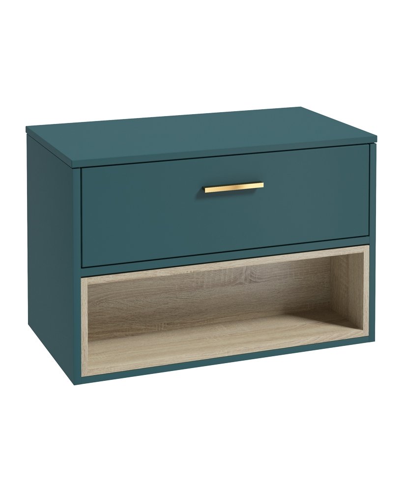 MALMO 80CM COUNTERTOP BASIN OCEAN BLUE MATT - BRUSHED GOLD HANDLE