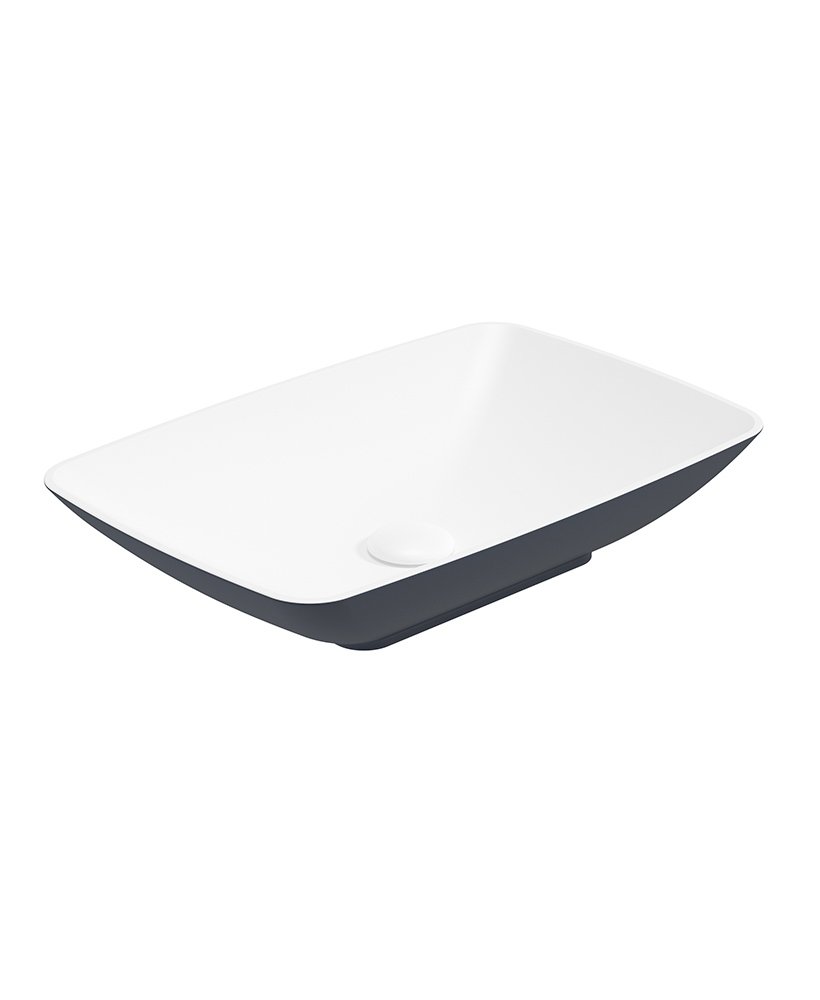 SKAL Rectangle Wash Basin 600x400 White - Night Sky Blue & Waste