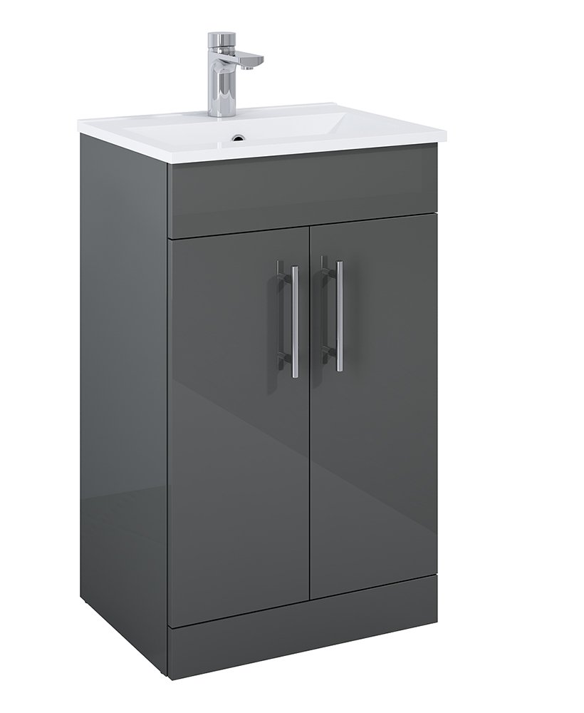 BELMONT SQUARE GLOSS GREY 50CM VANITY UNIT