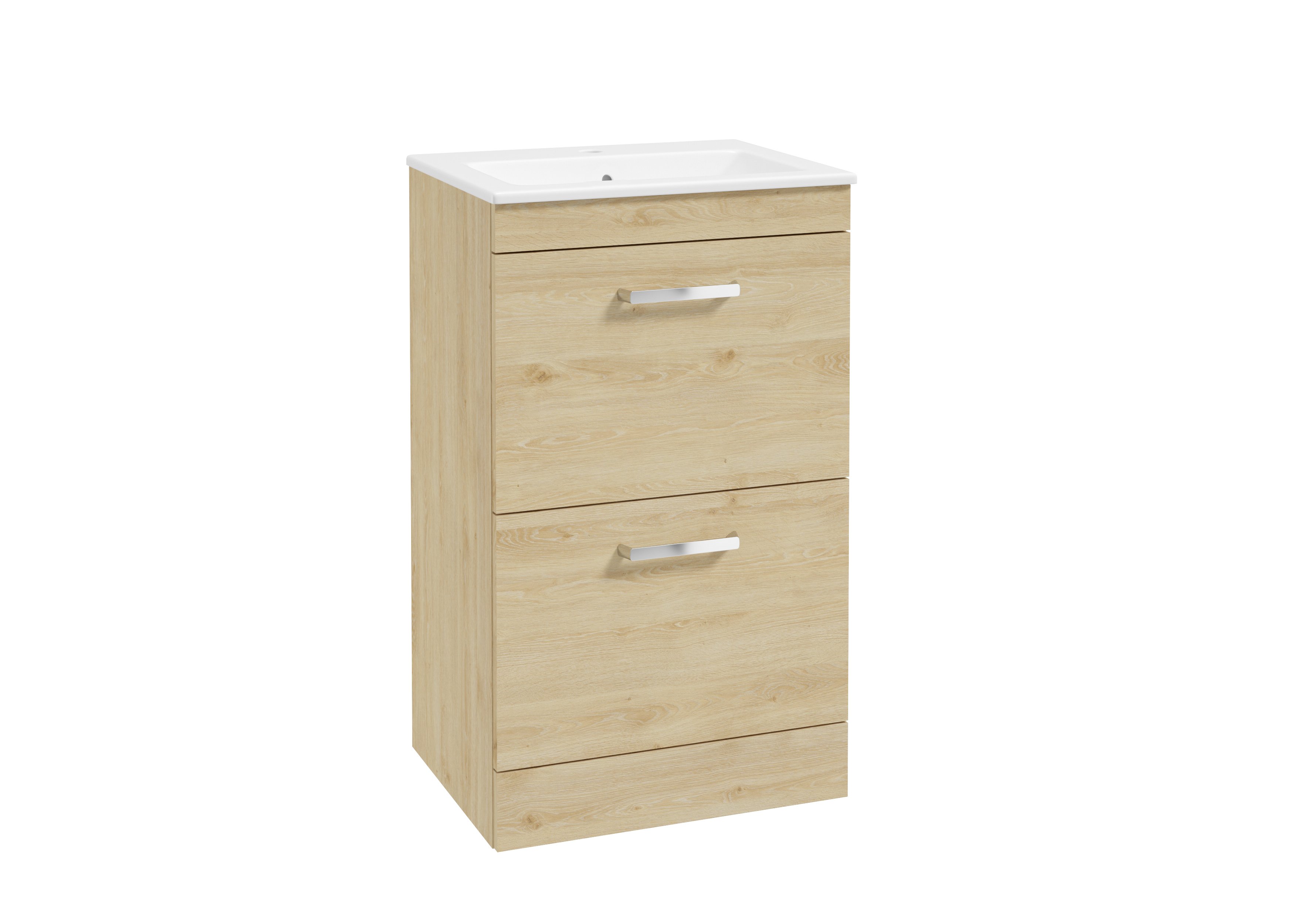 CORTA Floorstanding 50cm Two Drawer Unit Honey Oak-Chrome Handles