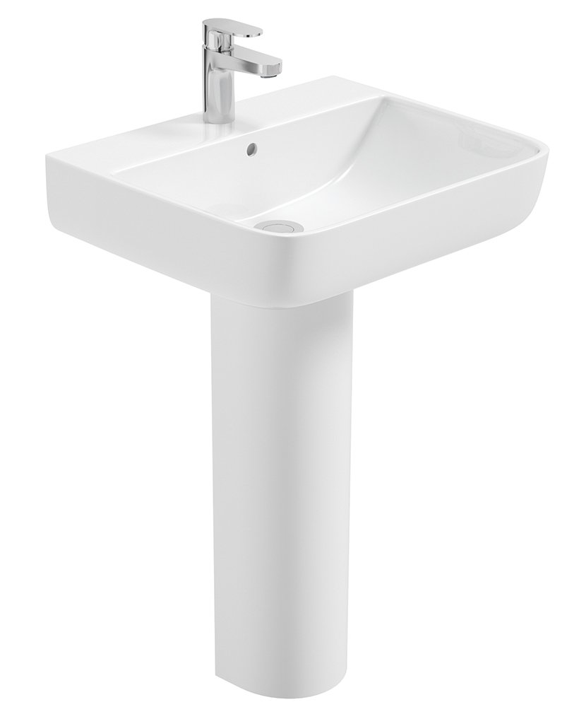 VERONA SQUARE 55CM BASIN & FULL PEDESTAL