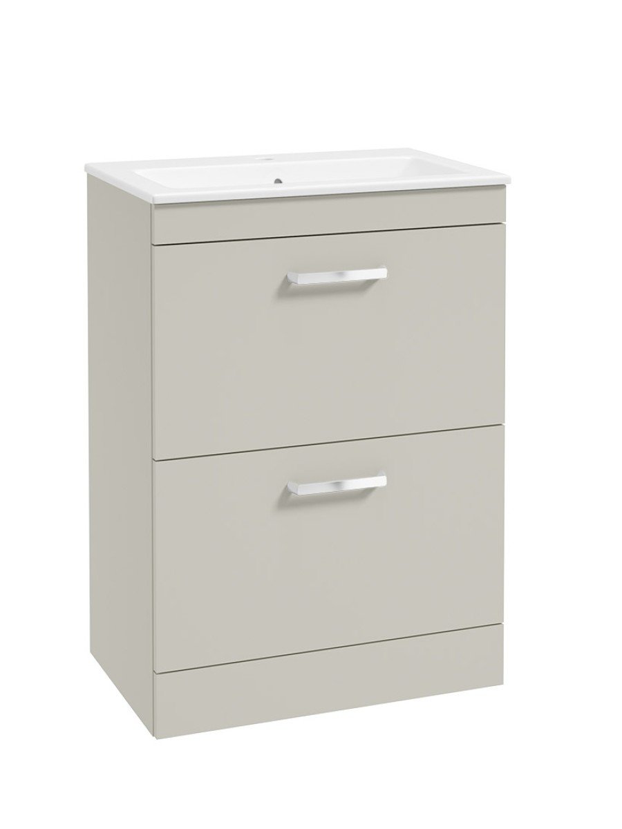 CORTA Floorstanding 60cm Two Drawer Unit Whispering Willow-Chrome Handles