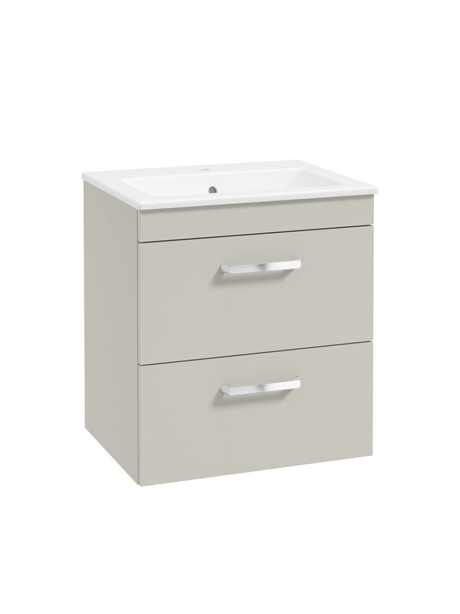 CORTA Wall Hung 50cm Two Drawer Unit Whispering Willow-Chrome Handles