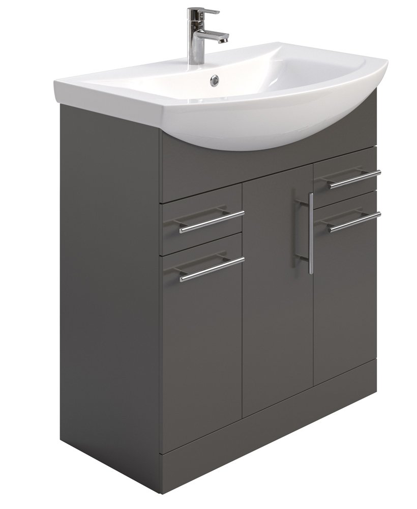 BELMONT GLOSS GREY 75CM VANITY UNIT