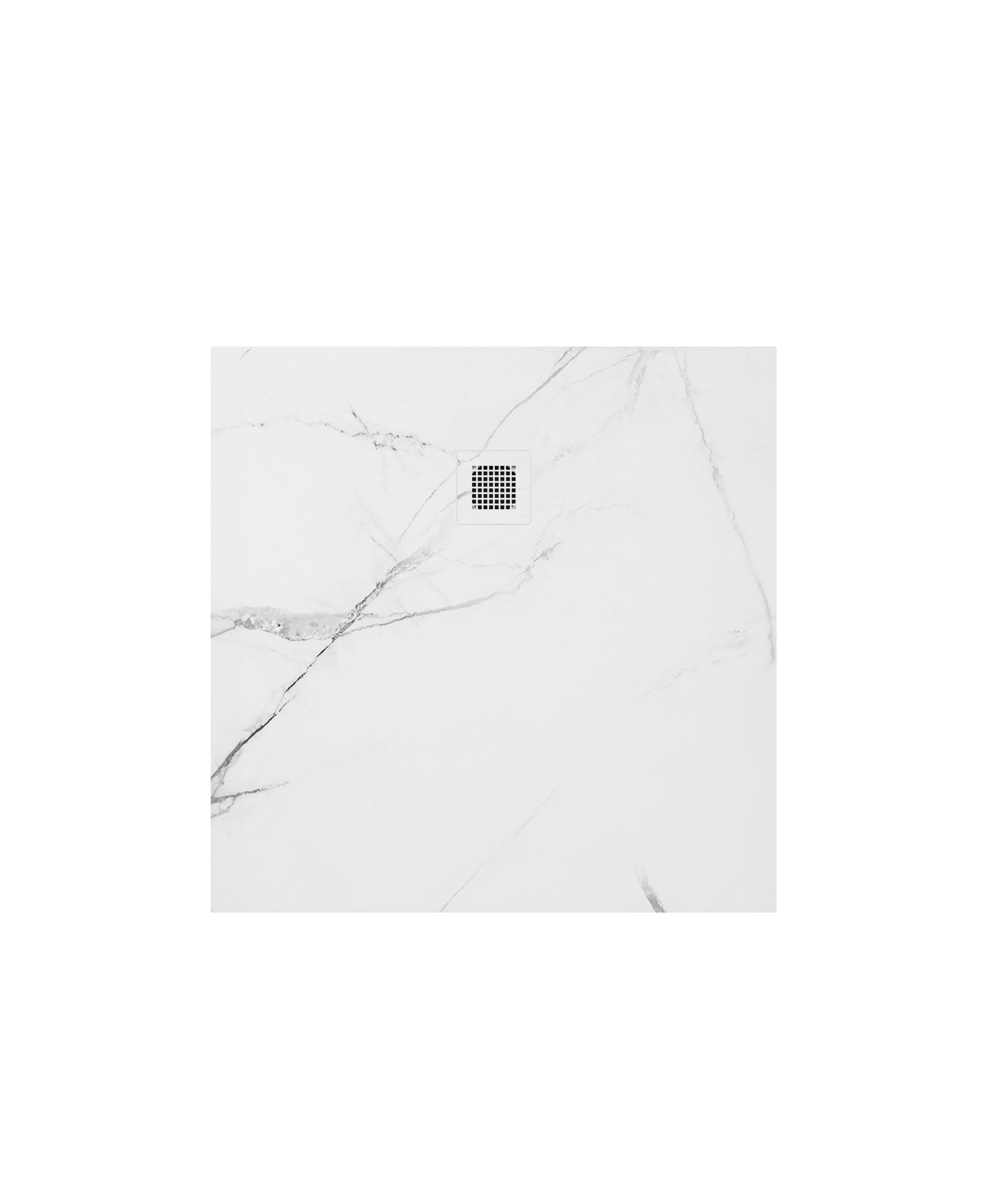 UNITY SQUARE 1000MM SHOWER TRAY WHITE MARBLE & WASTE