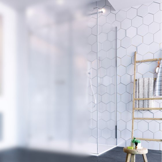 ORO CORNER SIDE PANEL 800MM BRIGHT SILVER WITH CLEAR GLASS