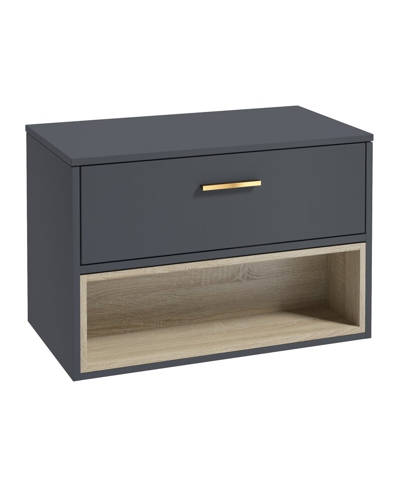 MALMO 80CM COUNTERTOP BASIN NIGHT SKY BLUE MATT - BRUSHED GOLD HANDLE