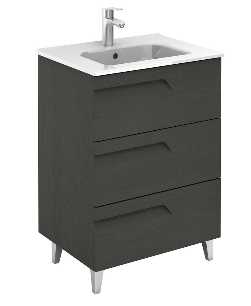 BRAVA NATURE GREY 3 DRAWER 60CM VANITY UNIT