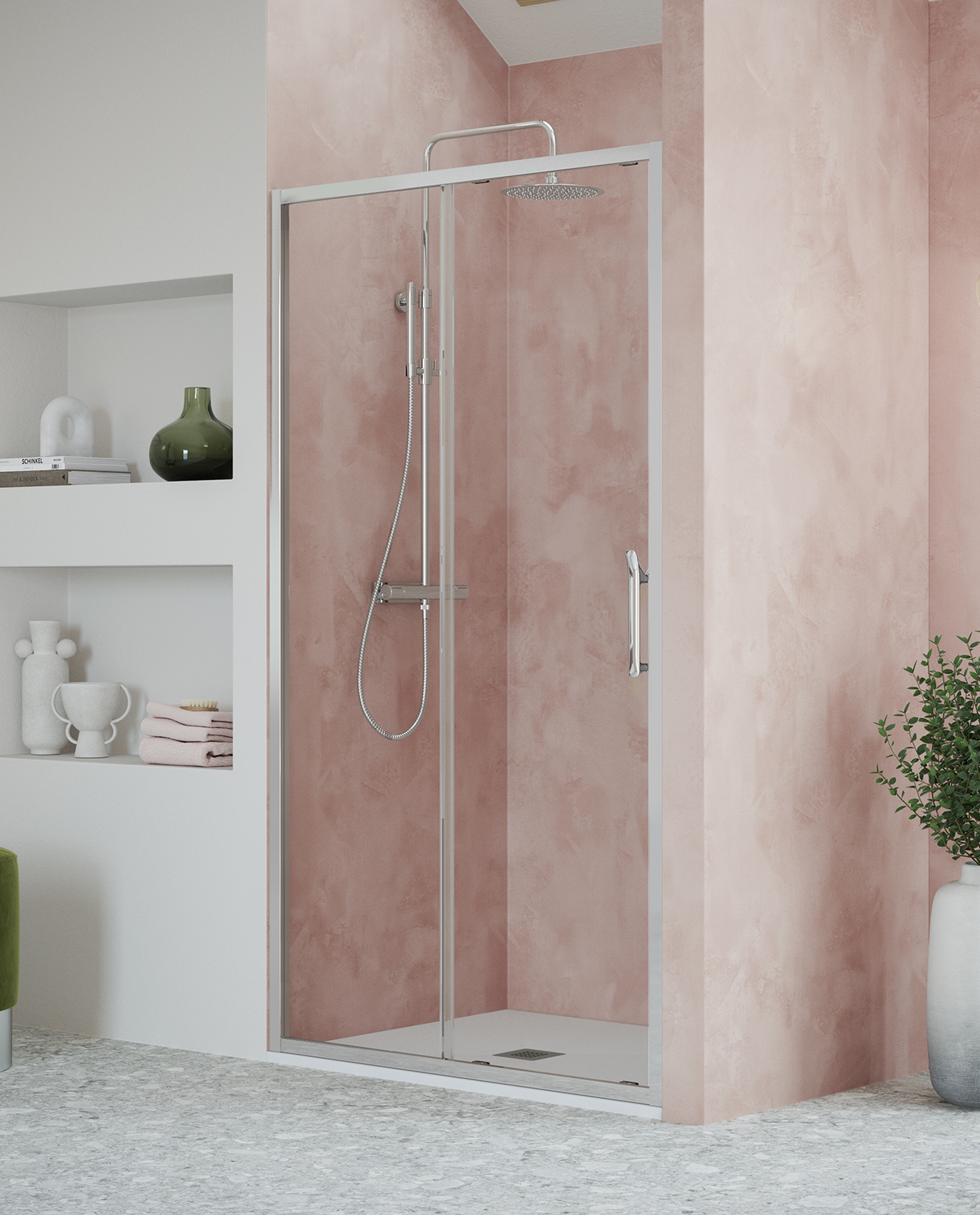 FLAIR ETO SLIDING DOOR 1600MM SILVER WITH CLEAR GLASS