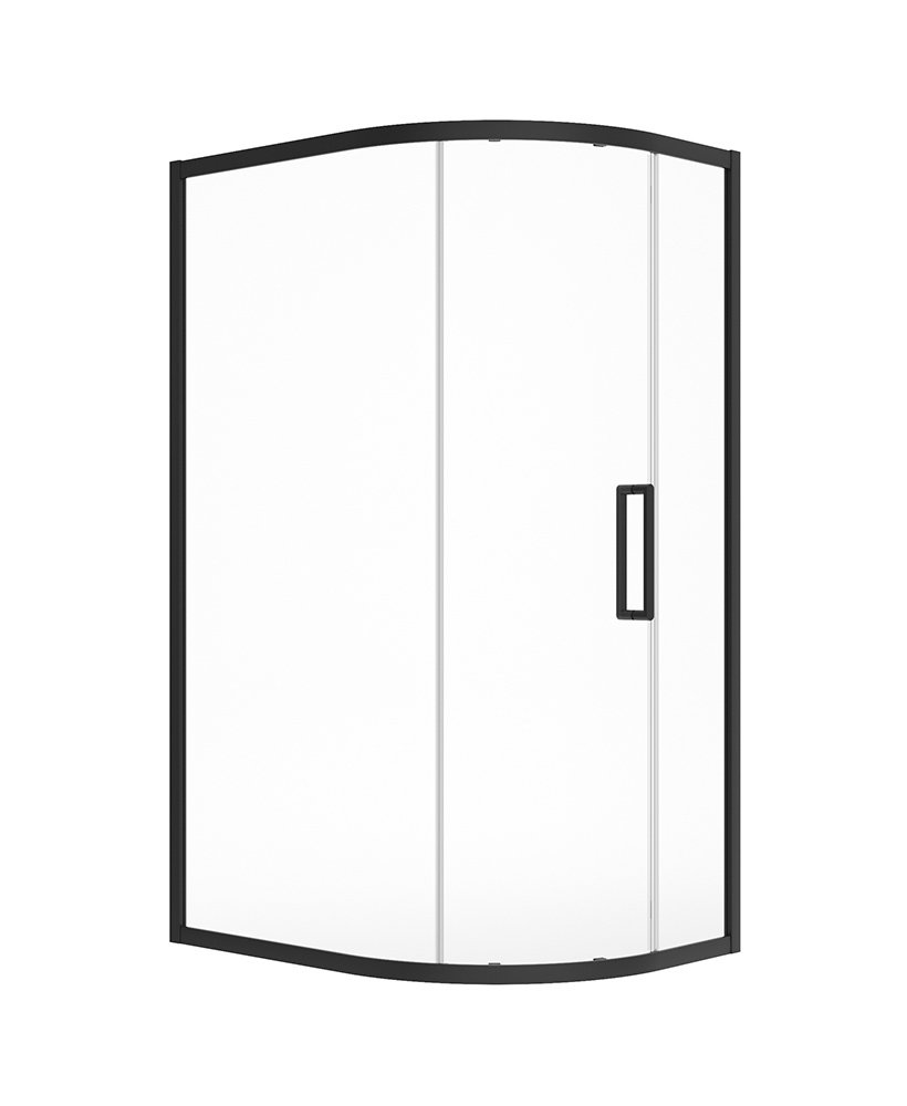 ASPECT 8MM FRAMED SINGLE DOOR OFFSET QUADRANT 1200X900X2000 MATT BLACK